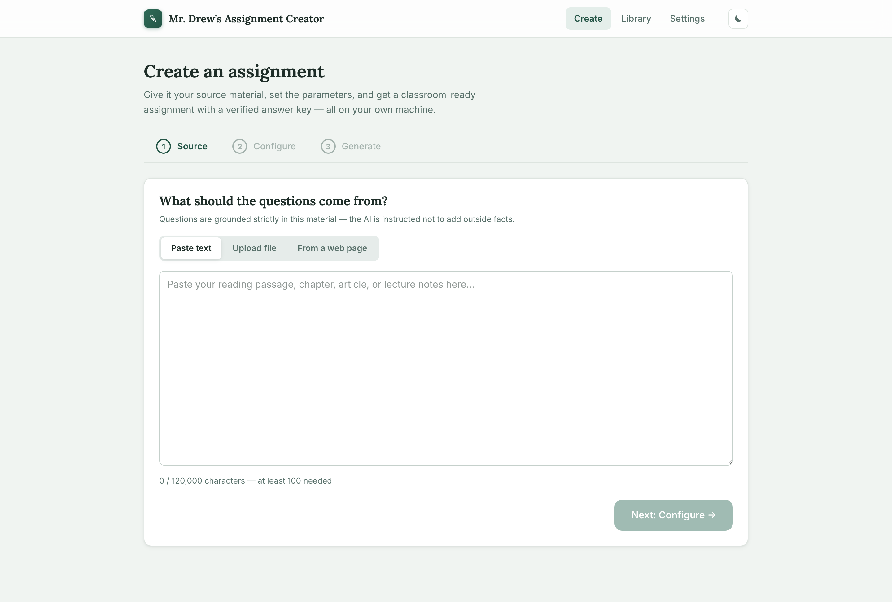 Create an assignment