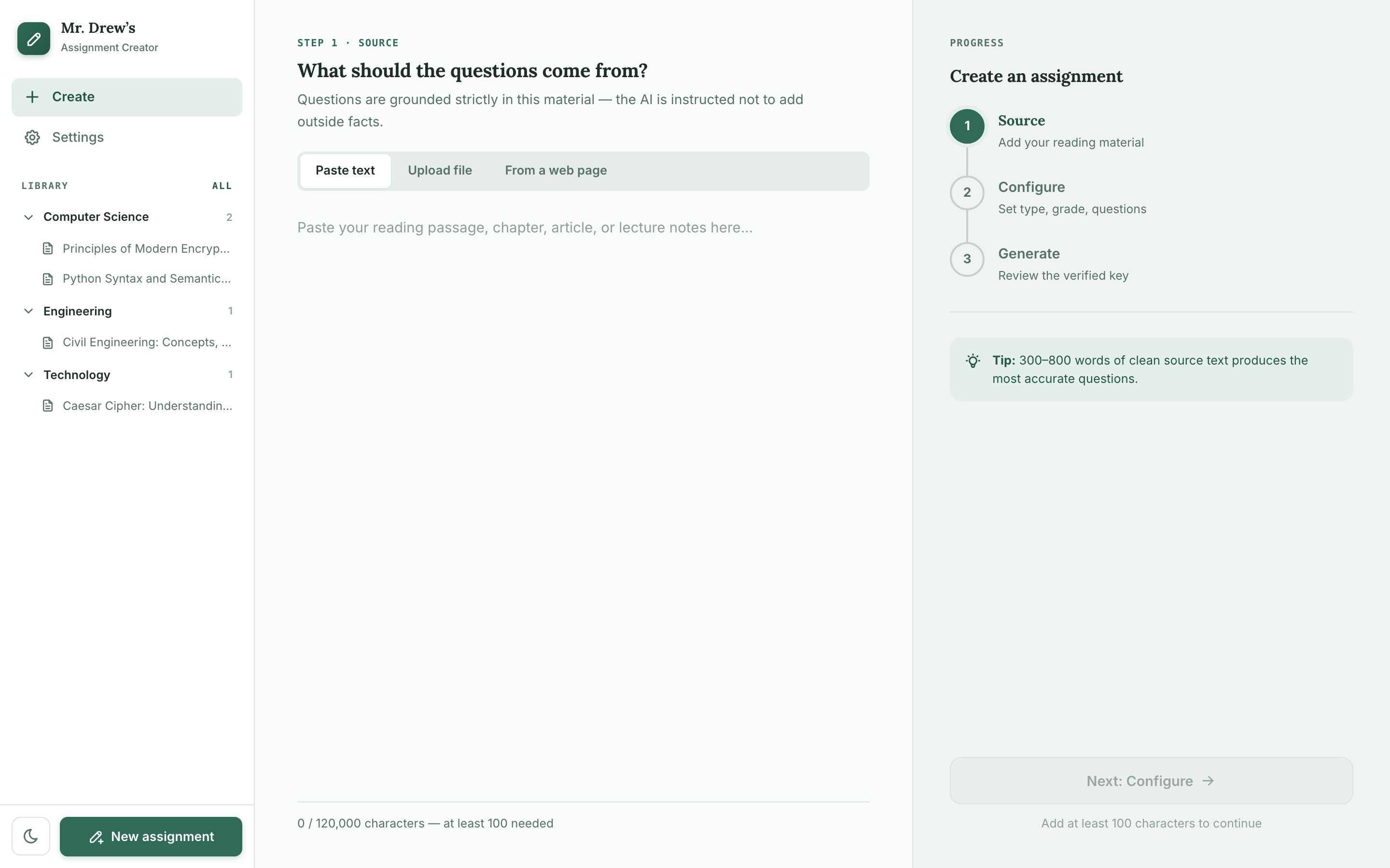 Create an assignment